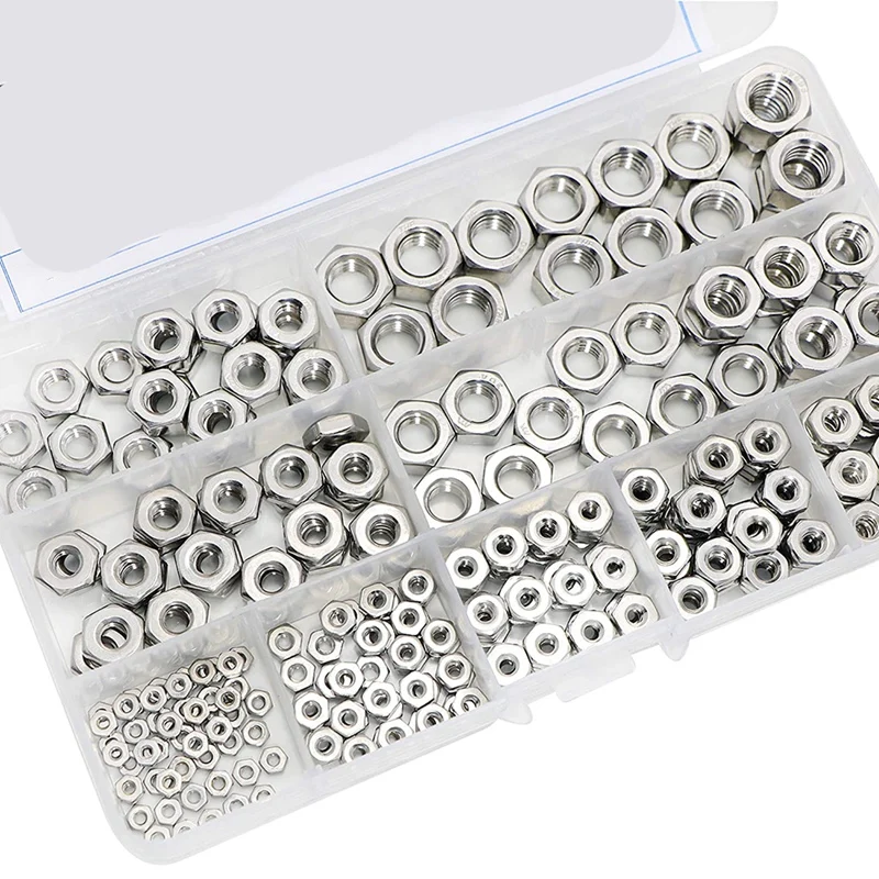 Stainless Steel Nuts 2-56 To 3/8Inch-16 UNC Hex Nuts Assortment Kit For Screws Bolts-280Pcs