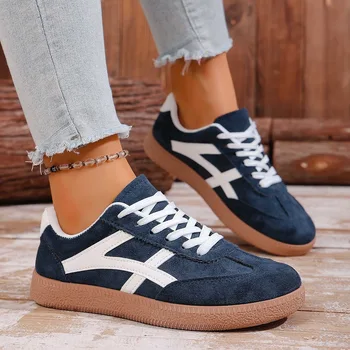 Big Size Blue Board Shoes For Women Spring Autumn New Designer Shoes Female Fashion Casual Lace Woman‘s Sports Sneakers