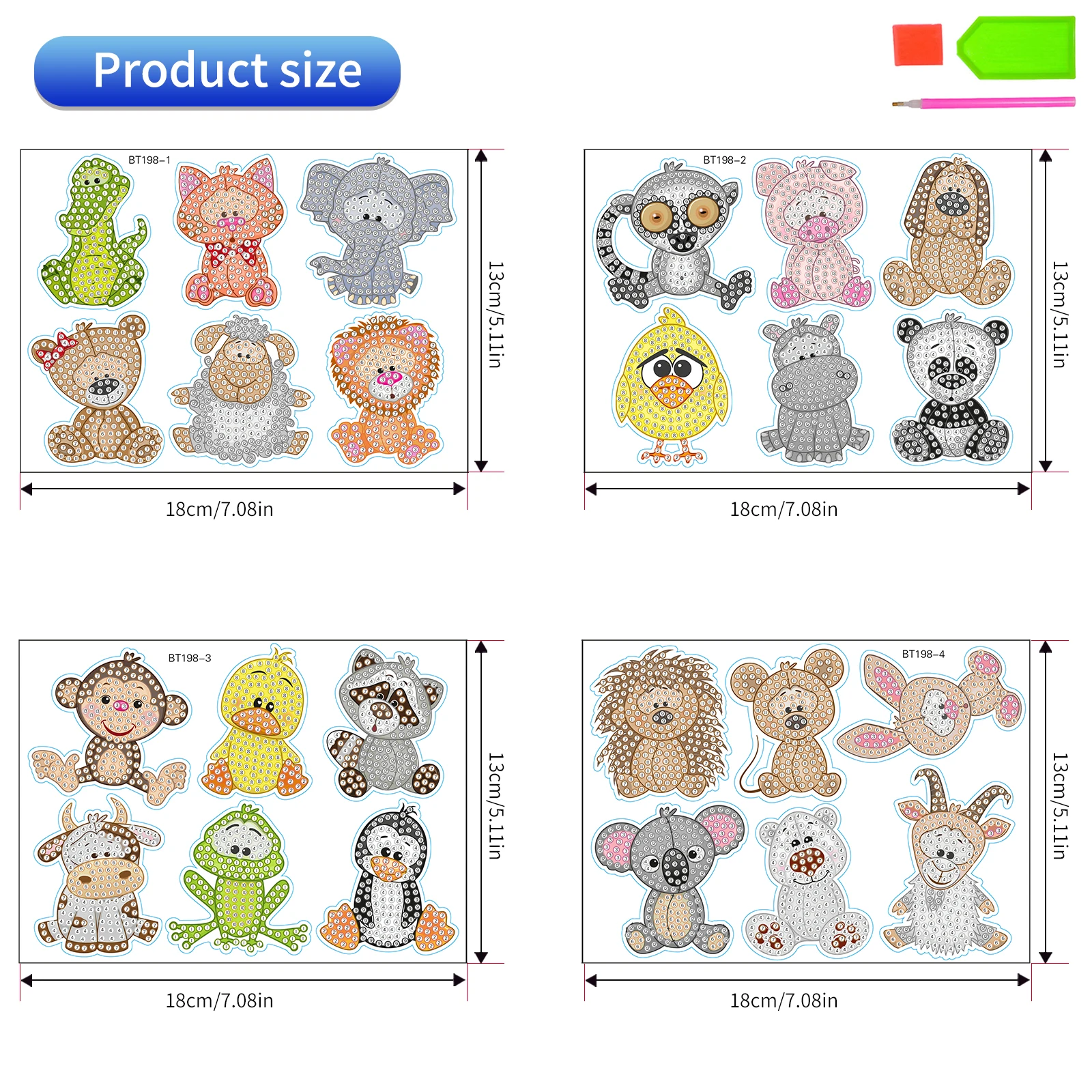 DIY Kids Animals Diamond Art Stickers