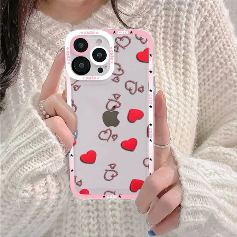 Love Heart Phone Case for iPhone 11 12 13 Mini Pro Max 14 Pro Max Case shell