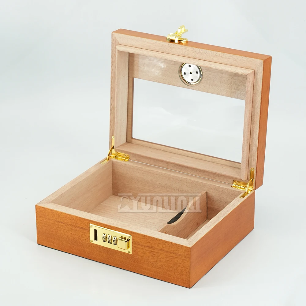 Portable Cigar Box Humidifier Cedar Wood with Combination Lock Humidor