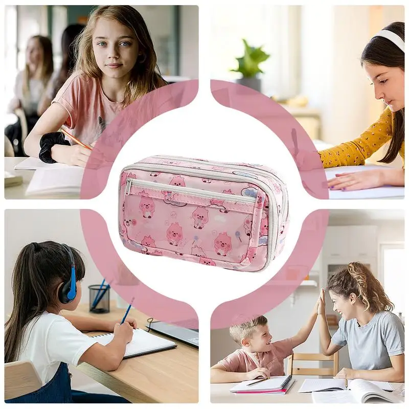 Stationery Bag Cute Cartoon Pencil Case Large Capacity Cartoon Pencil Case Pouch Student Supplies