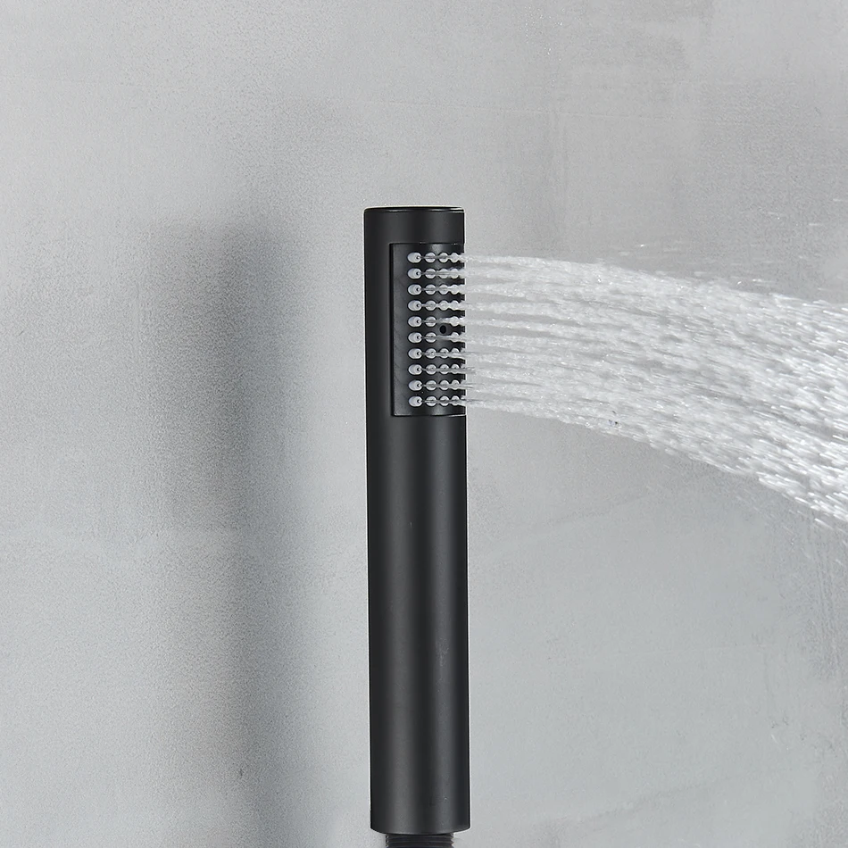 Uythner Hand-held Shower Head Water Saving Black Bathroom Rainfall Shower Nozzle Aerator High Pressure handheld Shower Head 5