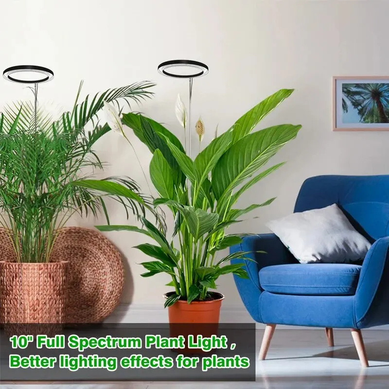 Enhanced Full Spectrum LED Grow Light for Indoor Plants with Adjustable Height and Dimmable Timer