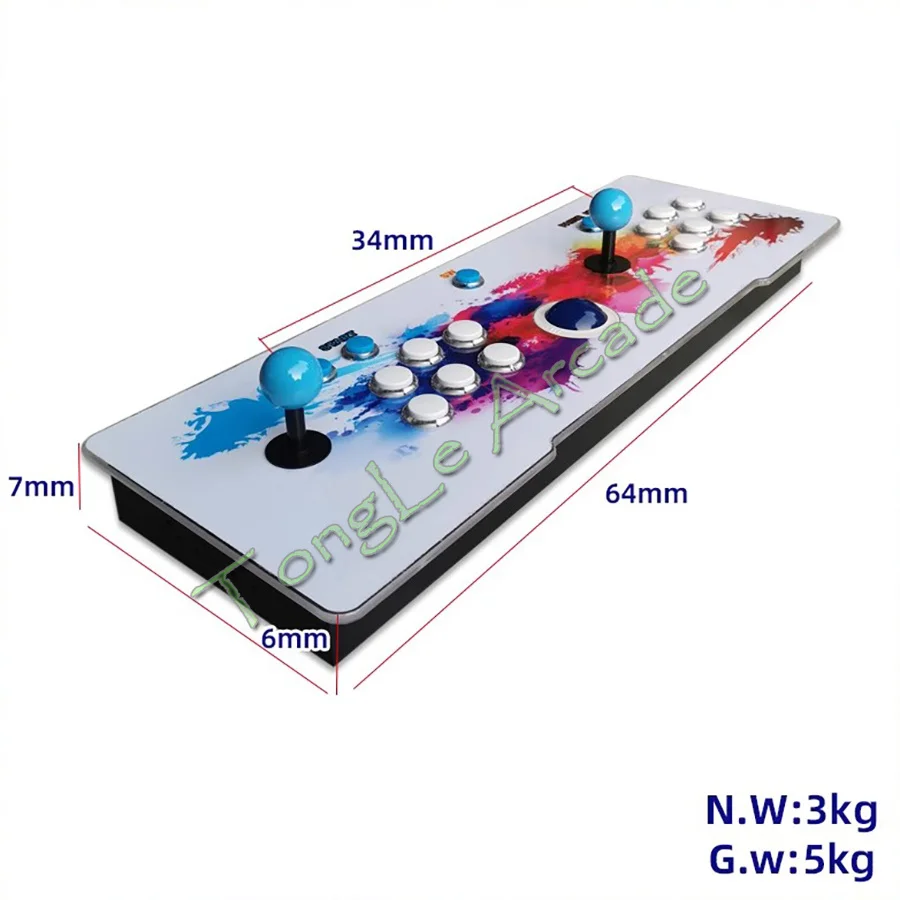 판도라 DX LED 트랙볼 아케이드 게임 콘솔, 조이스틱 2인용, 레트로 3D 박스, 전환 가능, 가로, 세로, 3000+516 게임