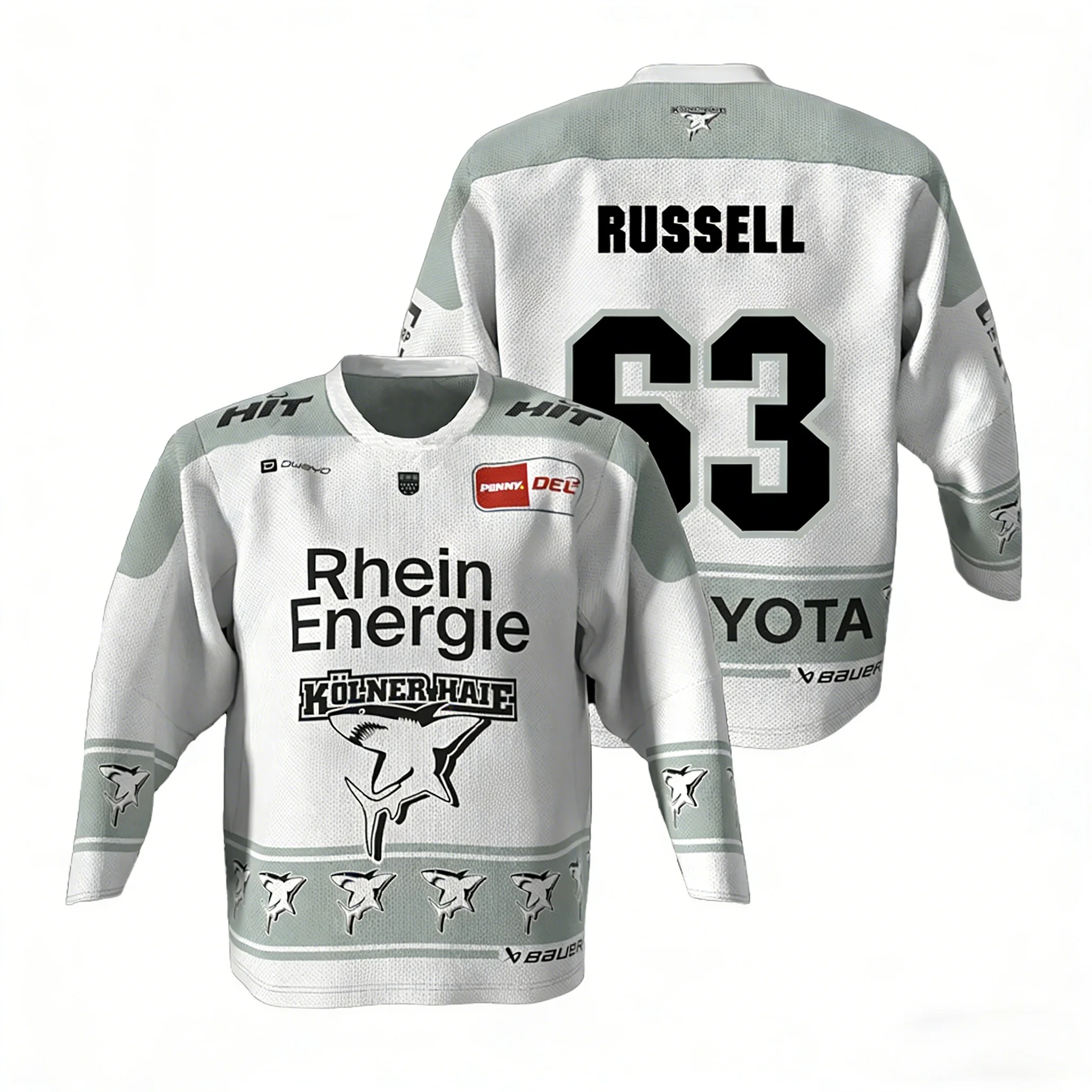 Köln Haier MacLeod # 89 Russell 2026 DEL Eltern-Kind Deutsches Eishockey-Trikot 3D-Gedrucktes Rundhals-Langarm-T-Shirt – Detail 9