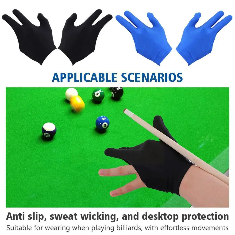 

1pair Pool Table Gloves Universal Breathable Anti Slip Three Finger Finger Billiards Glove Open Elastic Sports V8U7