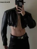 Mauroicardi Spring Autumn Cropped Pu Leather Jacket Men Long Sleeve Zipper Luxury Designer Clothes Runway European Fashion 2023 1