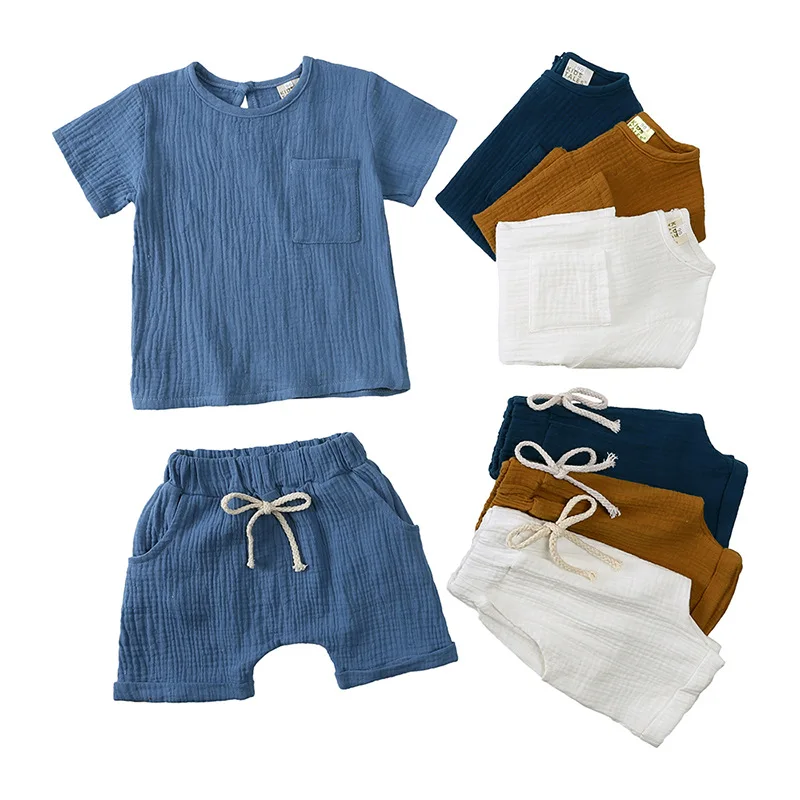 

Organic Cotton Baby Clothes Set Summer Casual Tops Shorts For Boys Girls Set Unisex Toddlers 2 Pieces Kids Baby Outifs Clothing