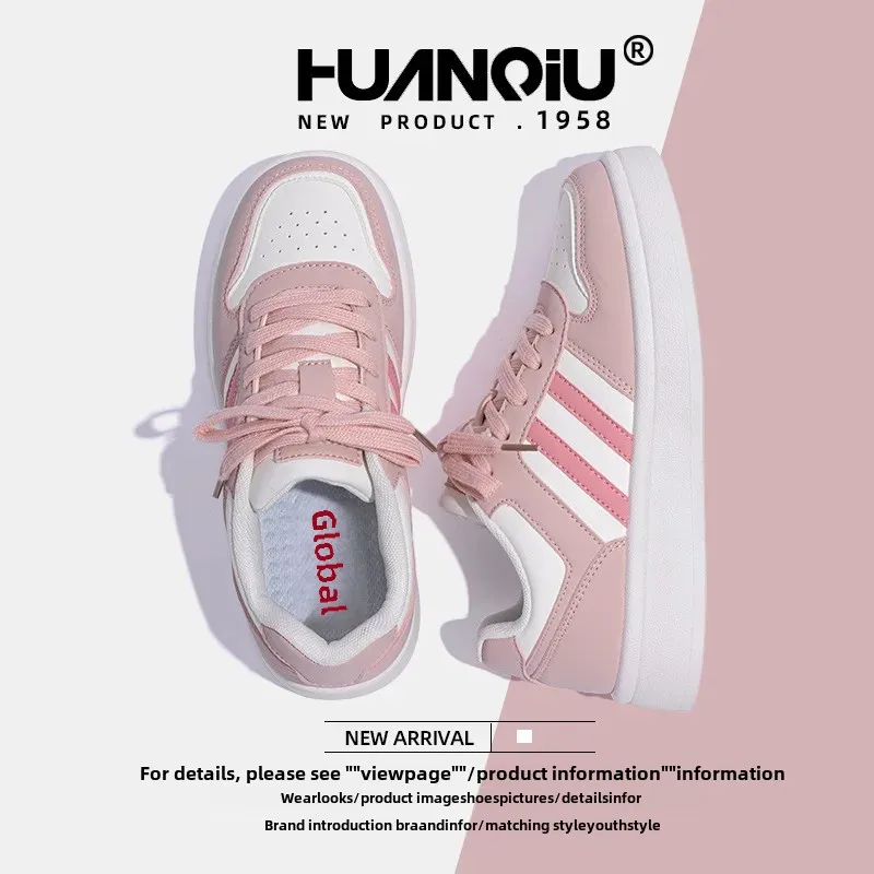 Women Shoes Sports Board Shoes Pink Board Shoes Women's Spring Versatile Student Campus Style Breathable With Light Heel