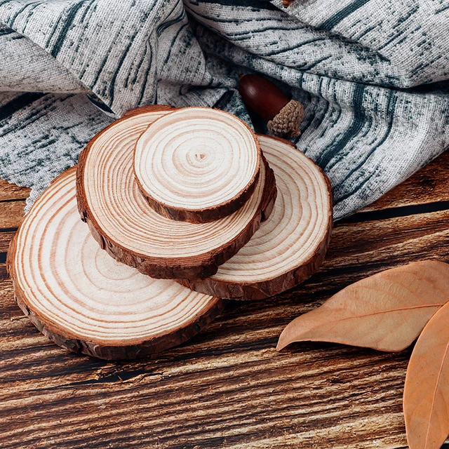 Large Wood Slices 4 Pcs 12-14 Inches Wood Rounds Natural Wood