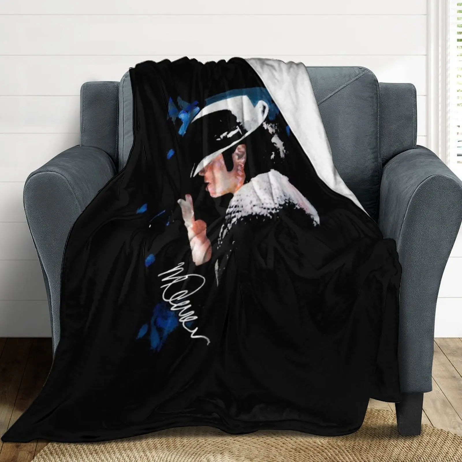 Michael Tipped Hat Jackson Iconic Pose Throw Blanket All Season Soft Lightweight Blanket for Home