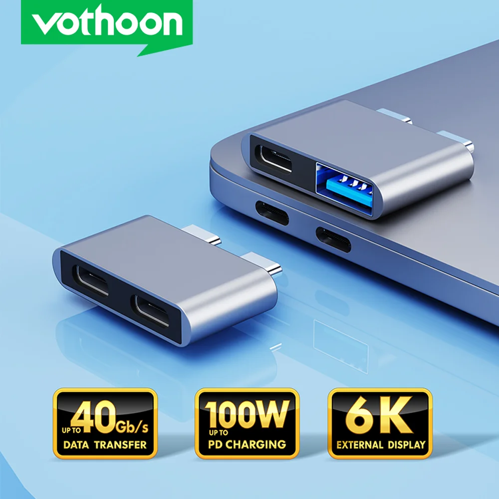 Vothoon thunderbolt 3 USB C Hub to USB C Extended Protection USB OTG Adapter for MacBook Pro Air USB C Hub