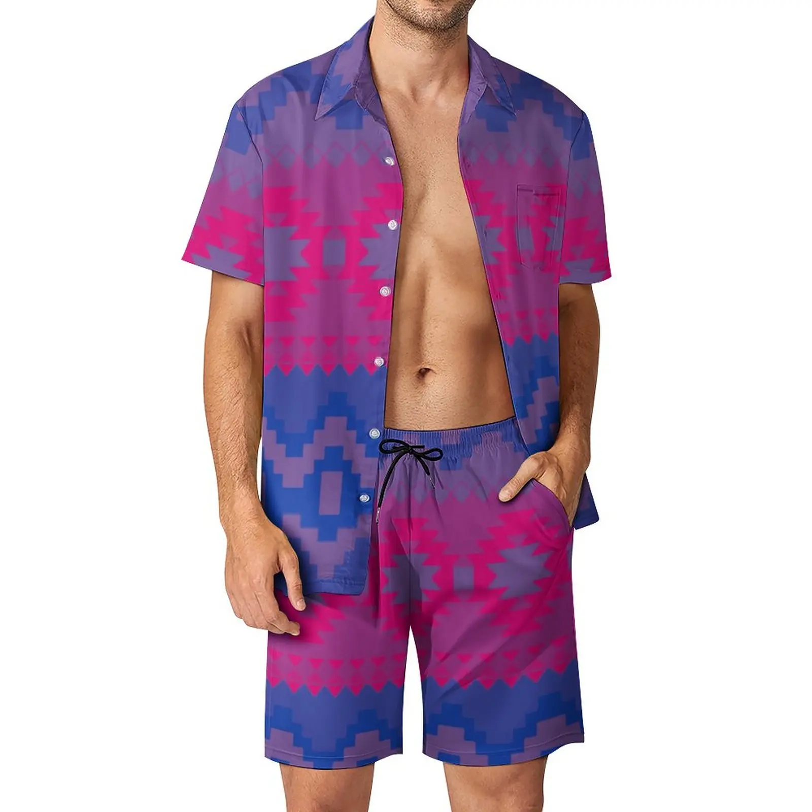 

Bi Pride Sweater Pattern Men's Beach Suit Top Quality 2 Pieces Coordinates top Quality Swimming Eur Size
