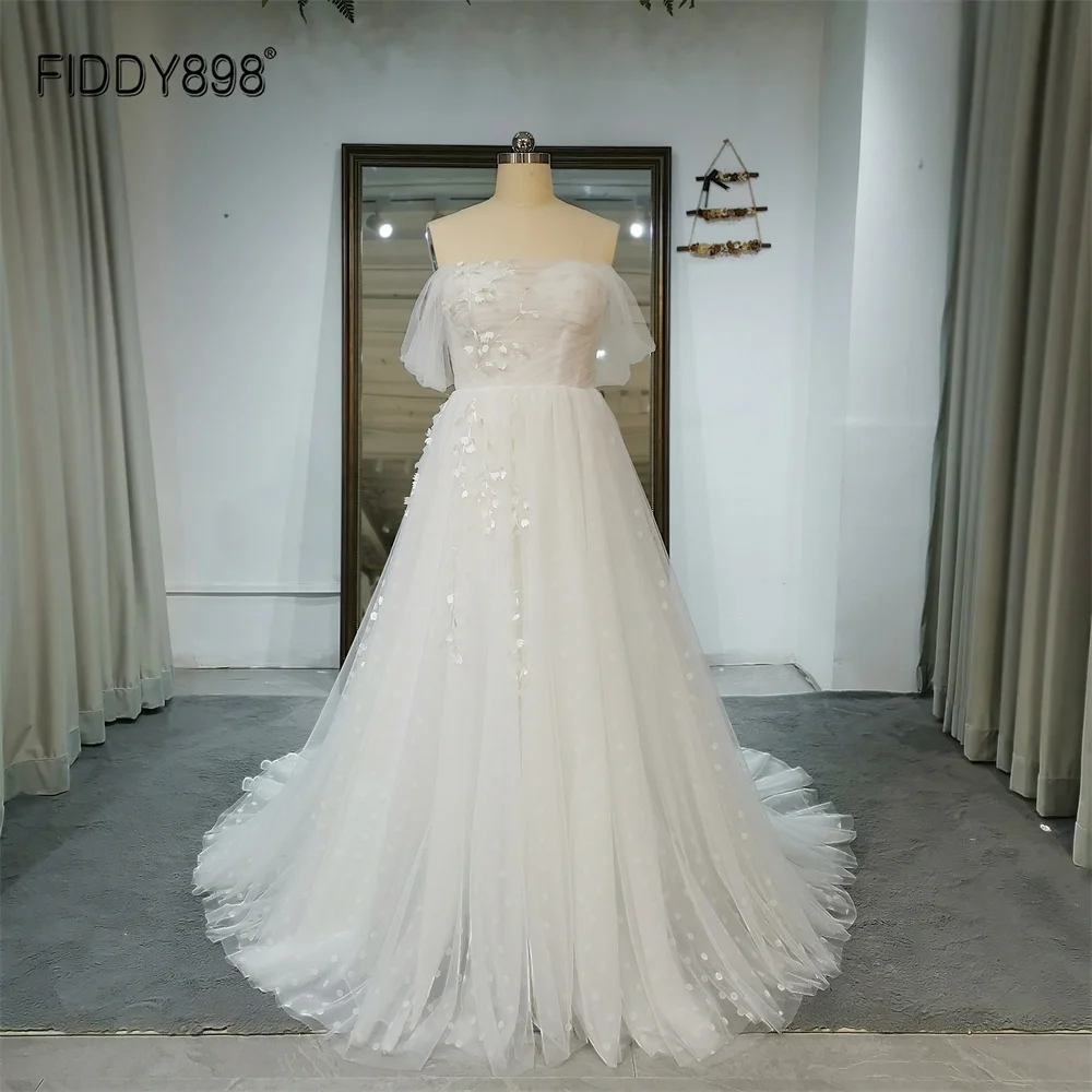 

Элегантное свадебное платье цвета слоновой кости, свадебные платья а-силуэта, кружевное для женщин, простое свадебное платье QW01235