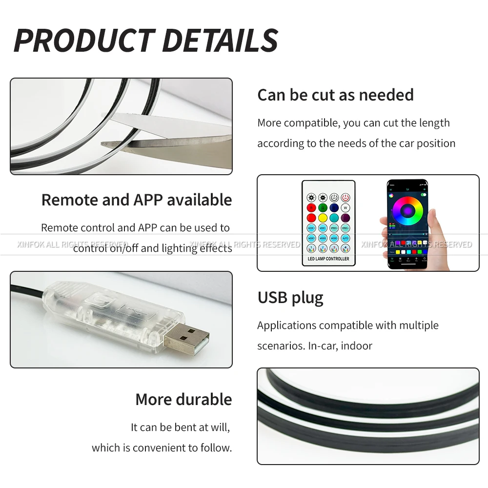 APP-Controlled LED Car Ambient Lights 2