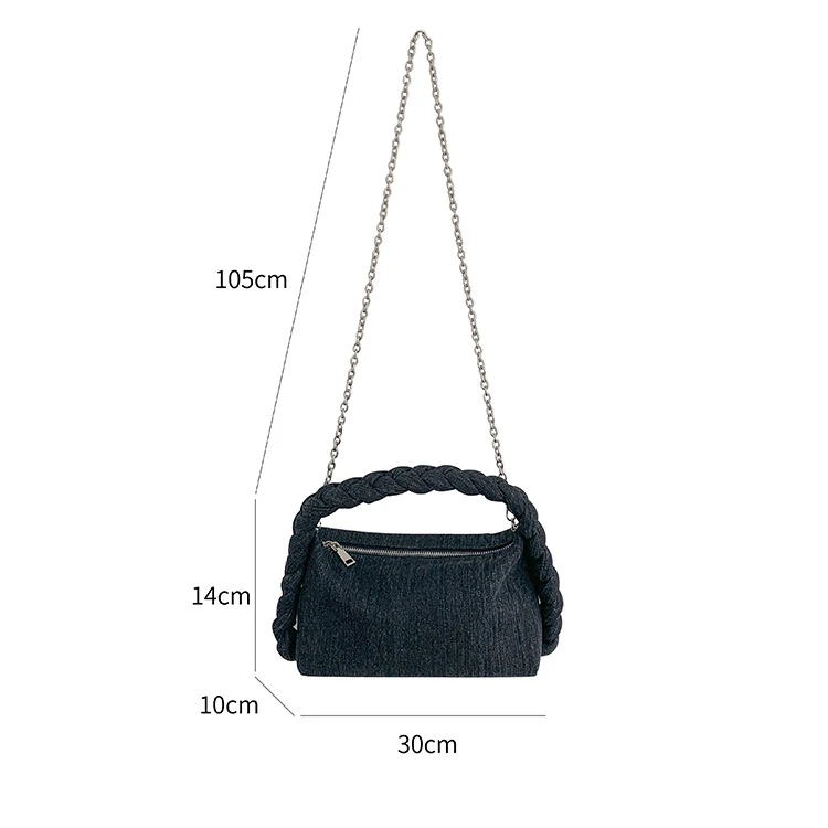 Hand-woven handbag fashion chain messenger bag women's versatile denim handbag