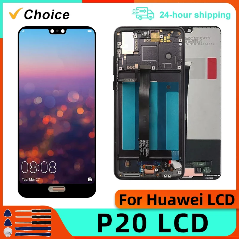 LCD compatible with Huawei P20, (black, without frame, Copy, EML-L29/EML-L09)  - All Spares 液晶画面 5.8 "にフィットする Huawei P20 LCD.画面 EML-L22 EML-L29 EML-L09Hua