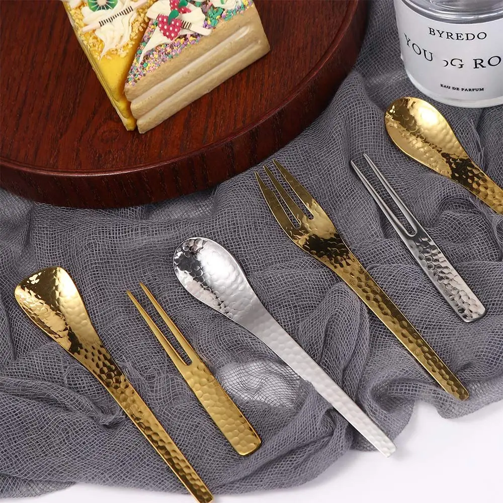 

Handmade Metal Ice Cream 304 Stainless Steel Dessert Honey Teaspoon Stirring Spoon Tableware Fruit Fork