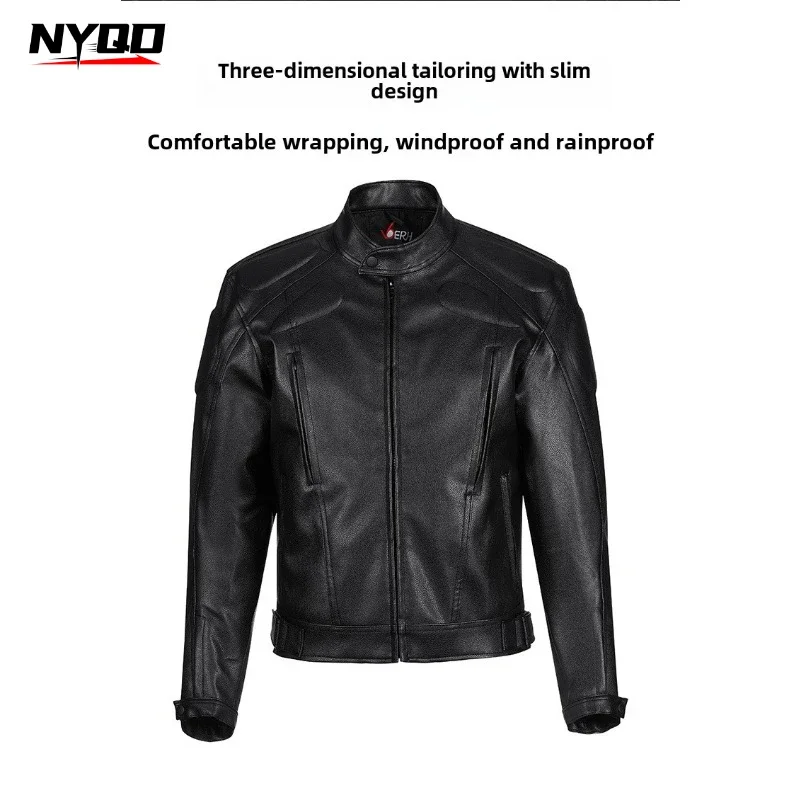 GHOST RACING Winter Motorcycle Jacket PU Leather Chaqueta Moto Men's Waterproof Motorcycle Set Jacket Men מעיל אופנוע