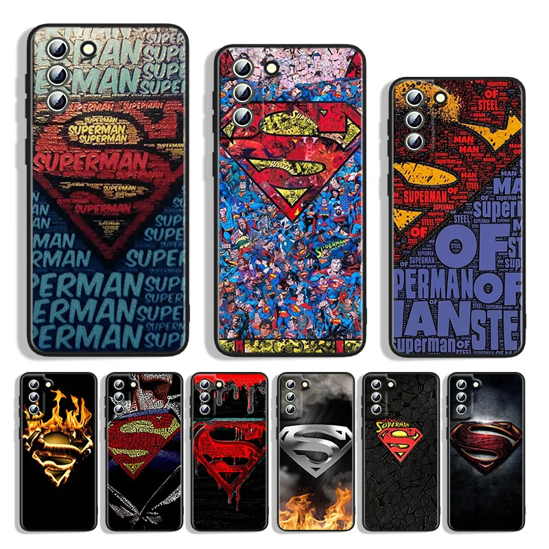Фото Чехол для телефона с логотипом DC Hero Superman для Samsung Galaxy S23 S22 S21 S20 FE Ultra S10e S10 S9 S8 Plus, легкий черный чехол №1