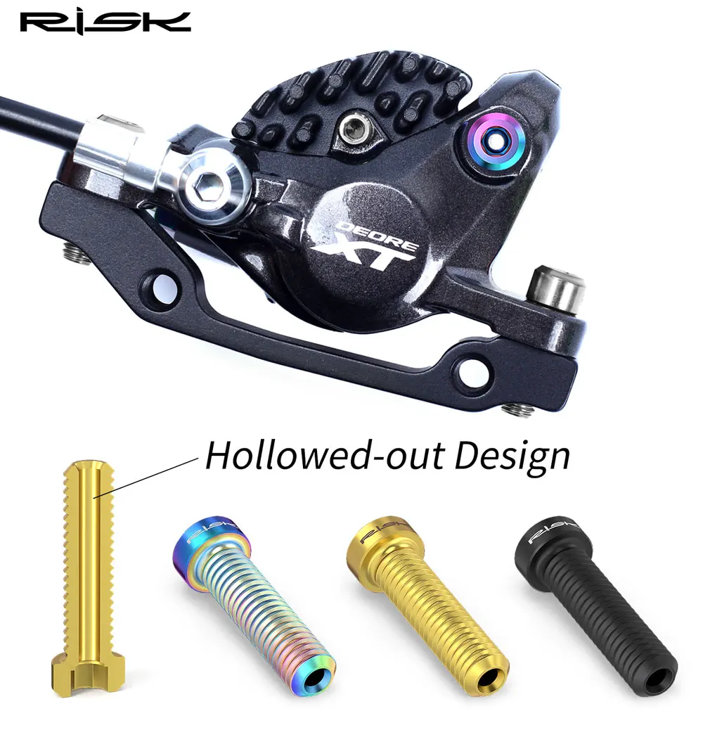 2 Stück Risiko MTB Fahrrad Scheibenbremssattel Schrauben Titanlegierung M6 * 23,5 mm Fahrradschrauben Hohl für DEORE XT und SRAM GUIDE – Detail 3