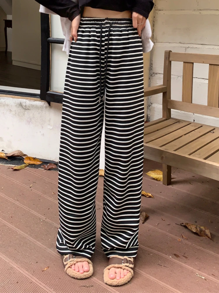 Black Tie-Dye Stripe Drawstring Lounge Pants Size XL