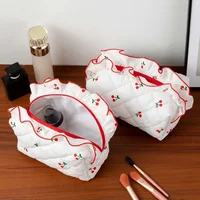 Small Fresh Fragrant Cherry Makeup Bag Creative Curled Skincare Storage Bag Cherry Wash Cosmetic Storage Bag for Women Girl 1