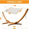 12 FT Double Quilted Fabric Hammock and 13 FT Wooden Arc Stand,Removable Pillow,2 Person Hammock for Outdoor Patio Poolside 6