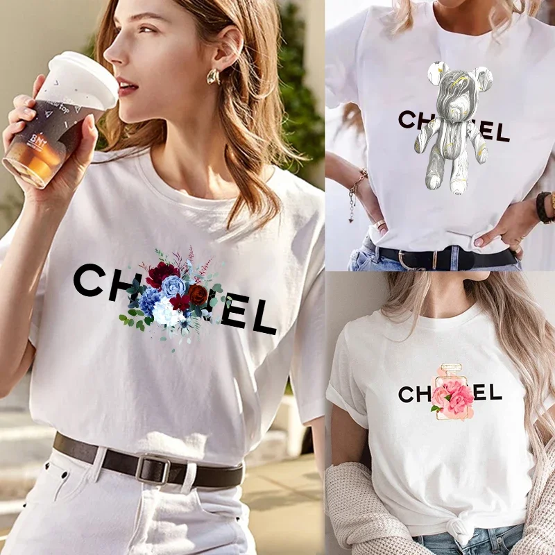 

Women's T-shirt Cotton Breathable Short-sleeved Summer Y2K Clothing for Female Harajuku Style Basic Tee Design O-Neck Tops