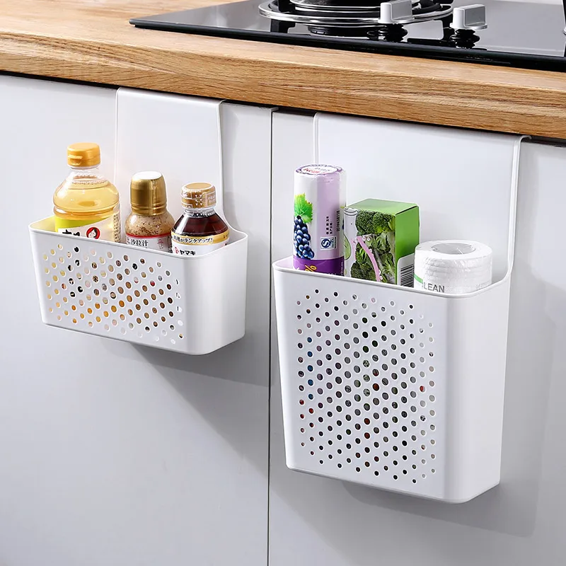 Kitchen Cabinet Door Storage Ra Preservation Film Bag Hook In-Door Basket Organizer Japanese Sle Pure Color Foldable Net