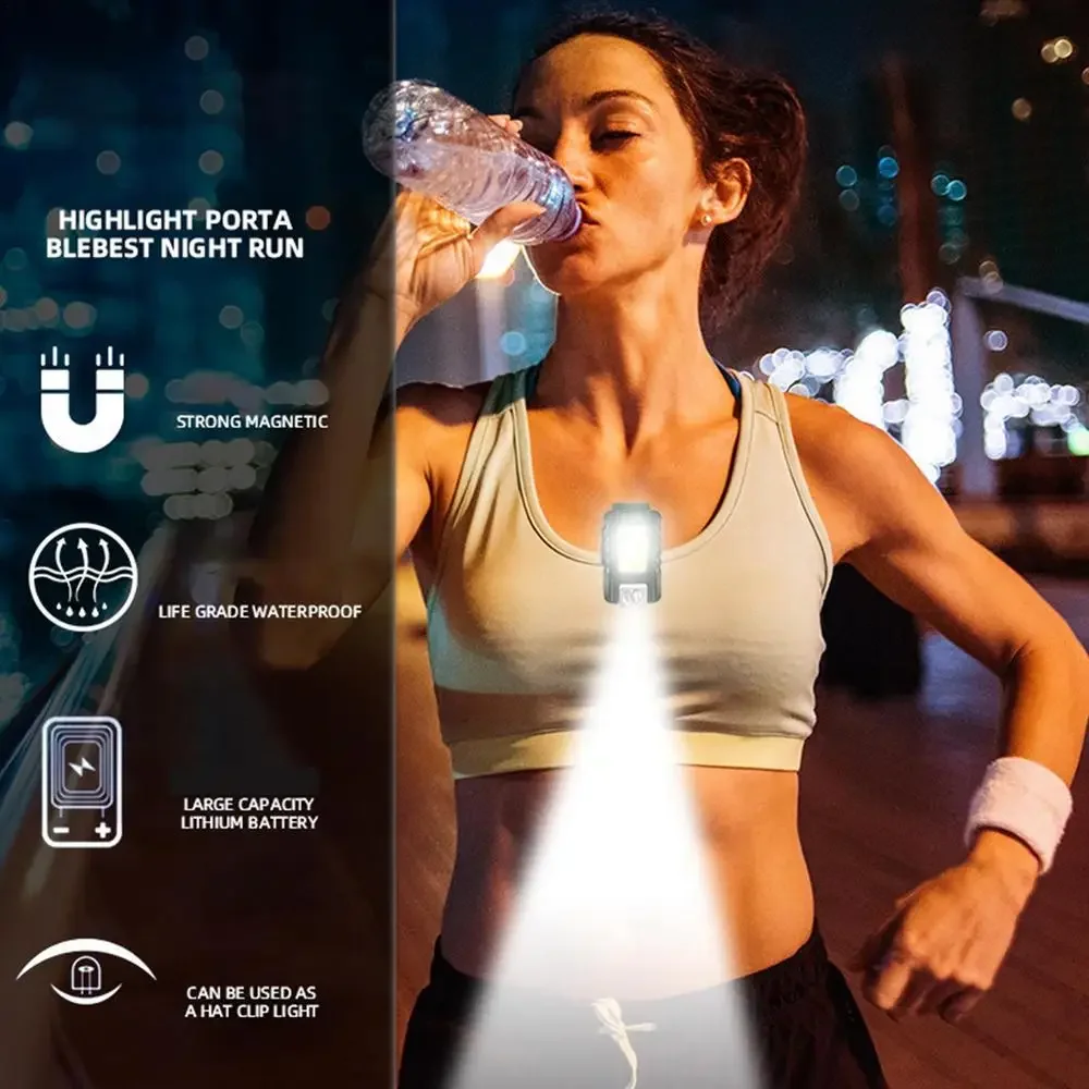 Mini LED Flashlight USB Rechargeable Magnetic Running Chest Light Work Light Clip-on Night Emergency led flashlight led lights led work light work light usb night light