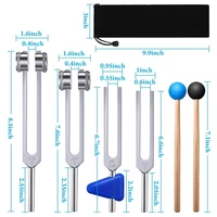HOT SALE 4 Pack Tuning Fork Set(128 Hz,256 Hz,512 Hz,528 Hz)with Tuning Fork Hammer for Sound Sound Vibration Tools 2