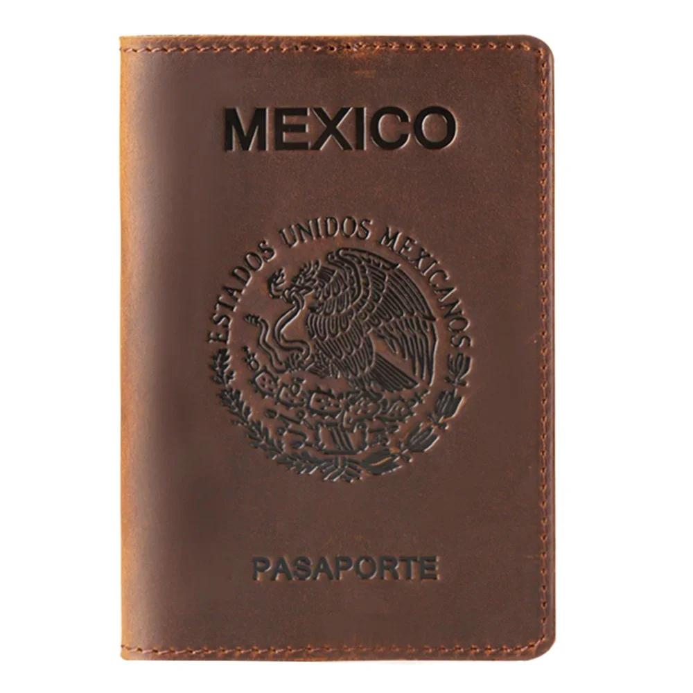 Mexico Genuine Leather Passport Cover For Mexican Credit Card Holder Vintage Men Women Passport Case Travel Wallet leather wallet,passport holder