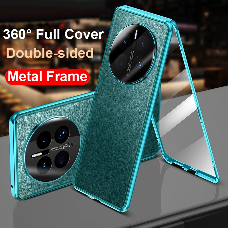 Luxury Leather Glass 360° Shockproof Bumper Phone Case