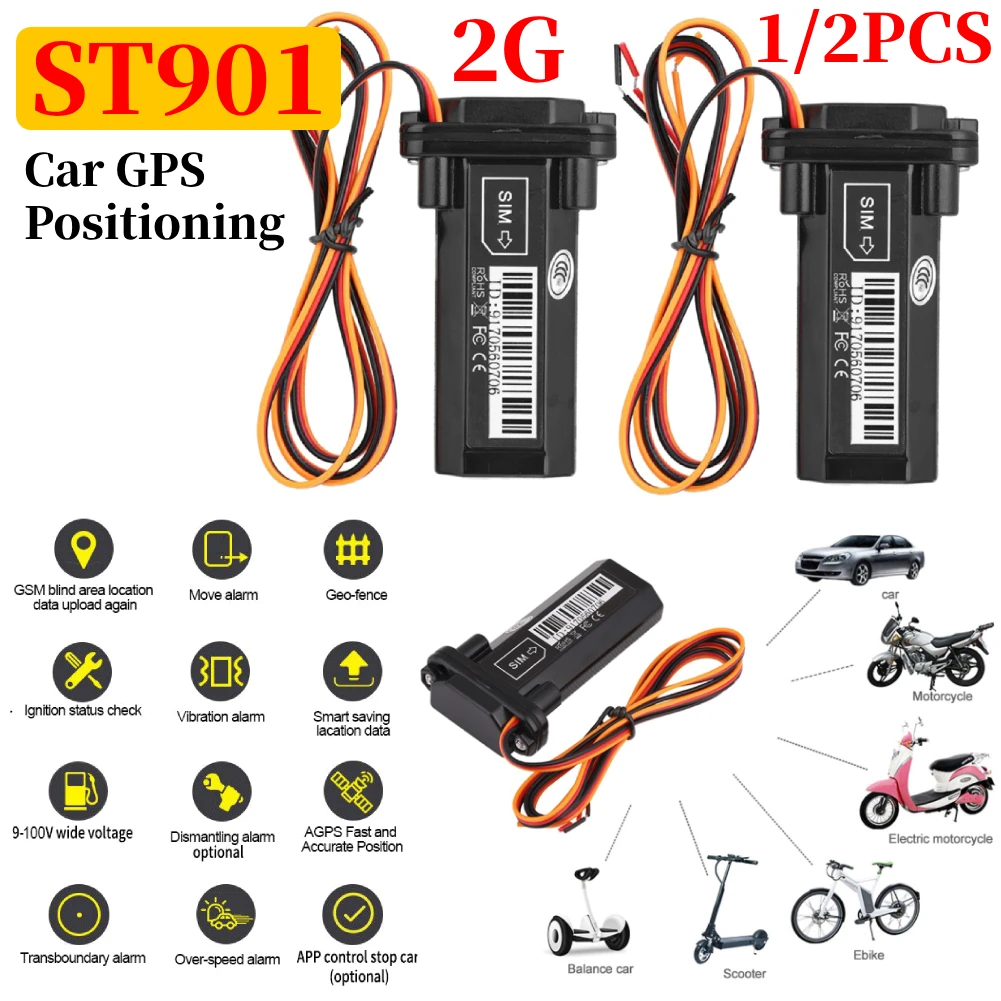 1/2PC 2G Mini Tracker ST-901 Waterproof Builtin Battery GPS for Car vehicle gps device motorcycle with online tracking software