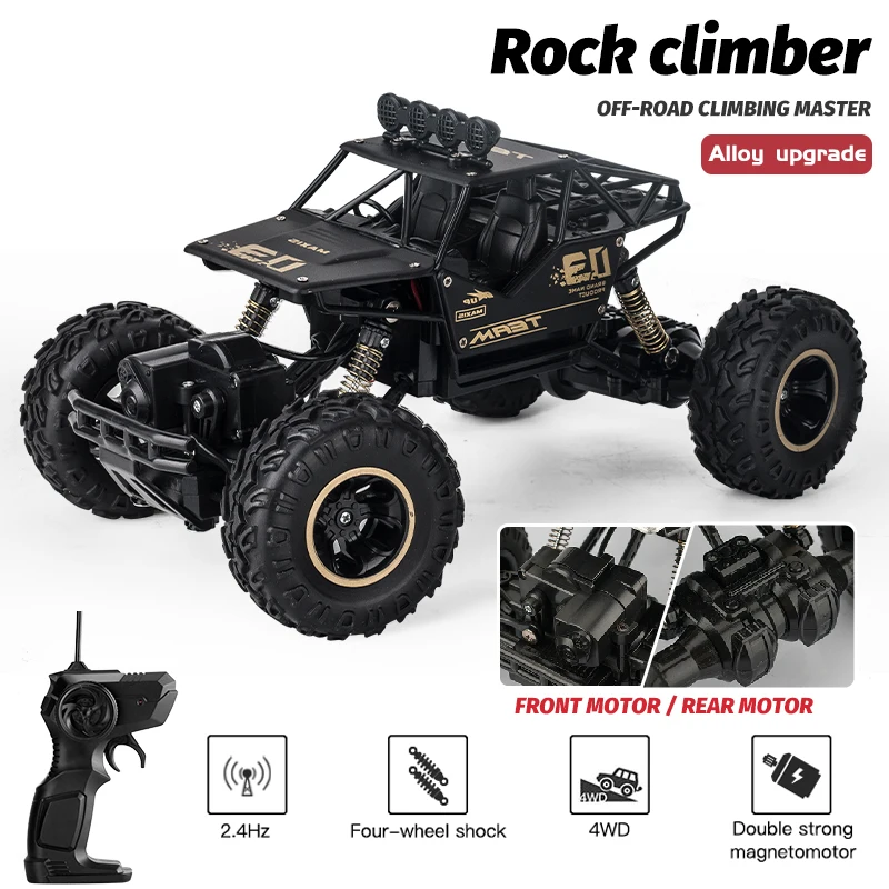 4Wd 1:16 Rc Car Rock Crawler Con Luci A Led Radio Remote Control Cars Buggy Off-Road Control Trucks For Boys Vs Wltoys Toys