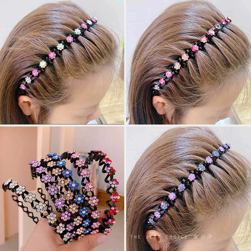 

New Rhinestone Pearl Non-Slip Hairbands Elastic Headband Flower Women Hair Hoop Bands Bezel Girls Fashion Hair Accessories Gifts
