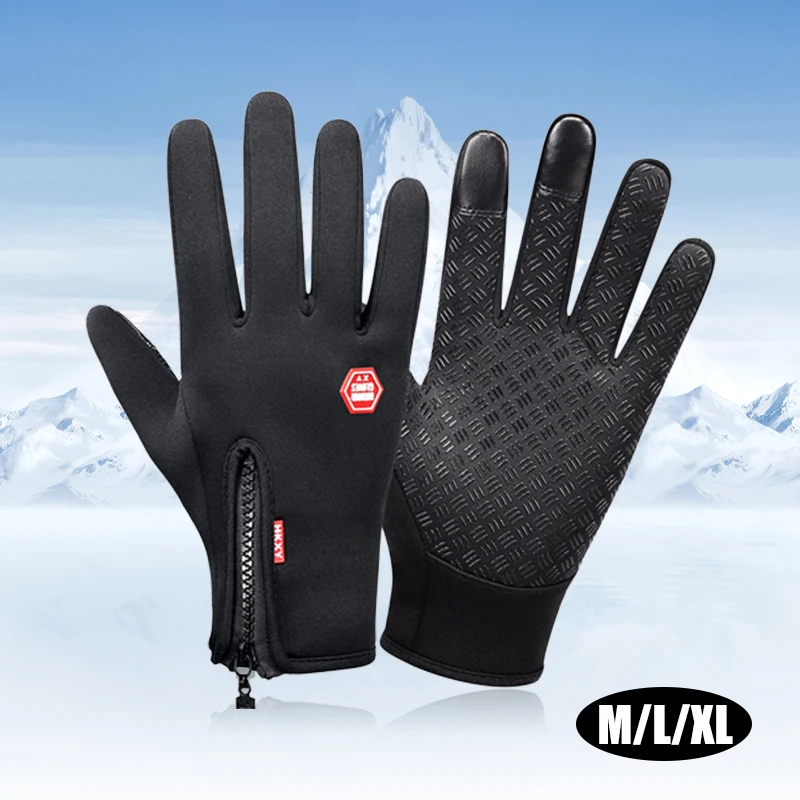 

Winter Women Men Gloves Touch Cold Waterproof Motorcycle Cycle Gloves Male Outdoor Sports Warm Thermal Fleece Running Ski Gloves