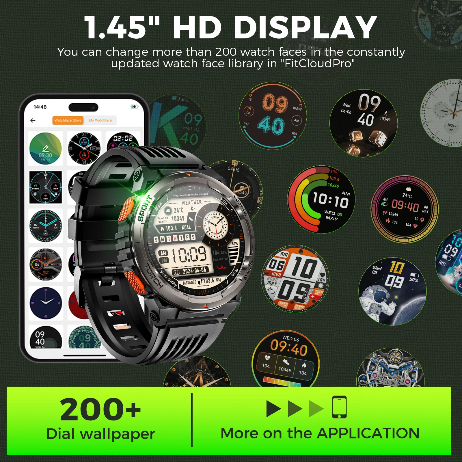 EIGIIS 1.45 Inch Smart Watch KE5 3ATM Waterproof Original Design Sports Watch With Compass And Altitude Barometer LED Flashlight - Image 4