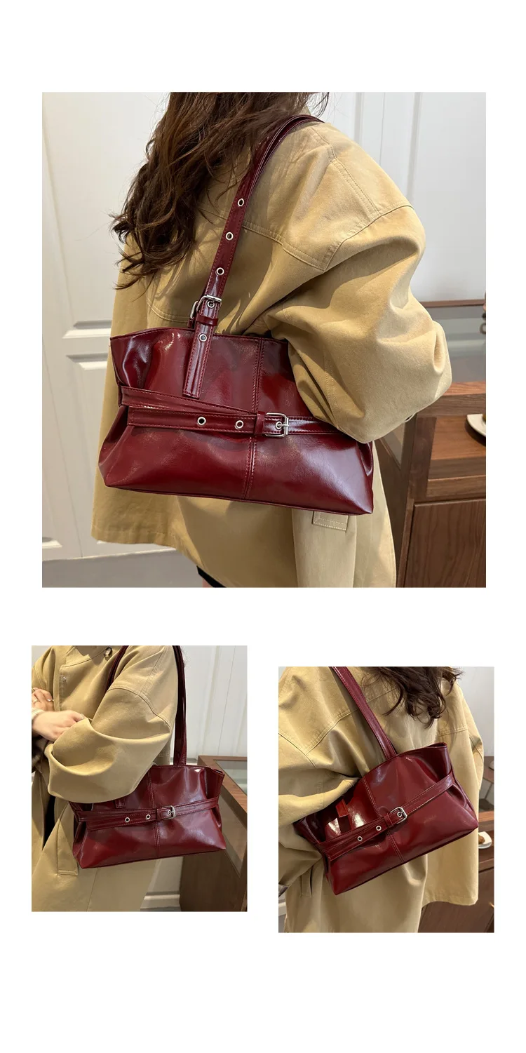 Large Capacity Women’s Shoulder Bag Tote Commuter Bag Simple Vintage Cross-Border New Style Bag Versatile Sensation 2025