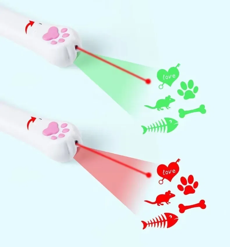 thumbnail image 1 of Mini linterna láser con forma de garra de gato, luz verde y roja, línea exterior, juguete, luz violeta, detector de moneda, bolígrafo para gatos, 1 of 5
