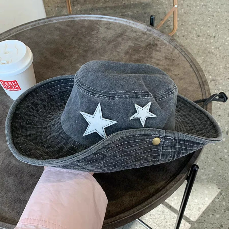Žhavý výprodej růžových retro klobouků s velkou krempou, punkových hvězd Y2K, letních venkovních, slunečních, horolezeckých, kovbojských, ležérních, jazzových_voghion.com