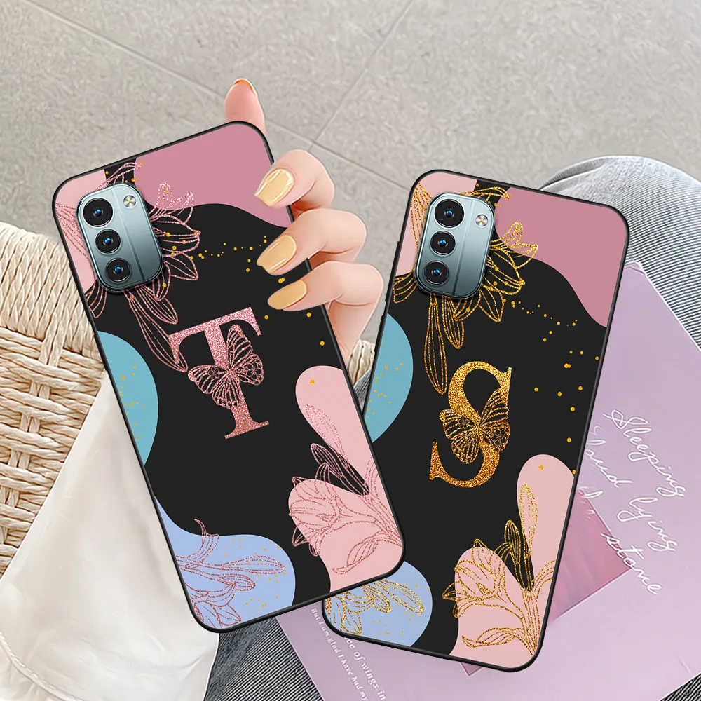 Sleek Silicone Bumper Case with Stylish Lettering - Black
