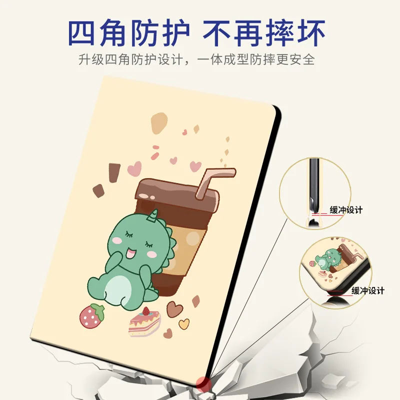 Cartoon Cats Pattern Kids Tablet Cover - PU Leather