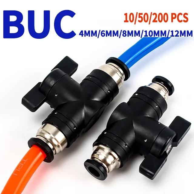 BUC Pneumatic Manual Valve - Straight Head Quick Coupling Steering Switch Manual Ball Valve for Air Hose (4mm,6mm,8mm,10mm,12mm) 1
