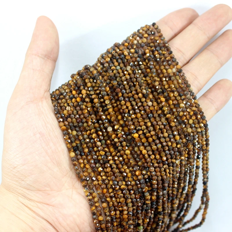 Natural Faceted Tiger Eye 2 3 4MM Cut Micro Small Tiny Stone Beads For Jewelry Making Bracelets Necklace Anklet Factory Prices |