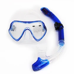 Professional Unisex Snorkeling and Diving Set with Mask and Tube (Clear Blue)