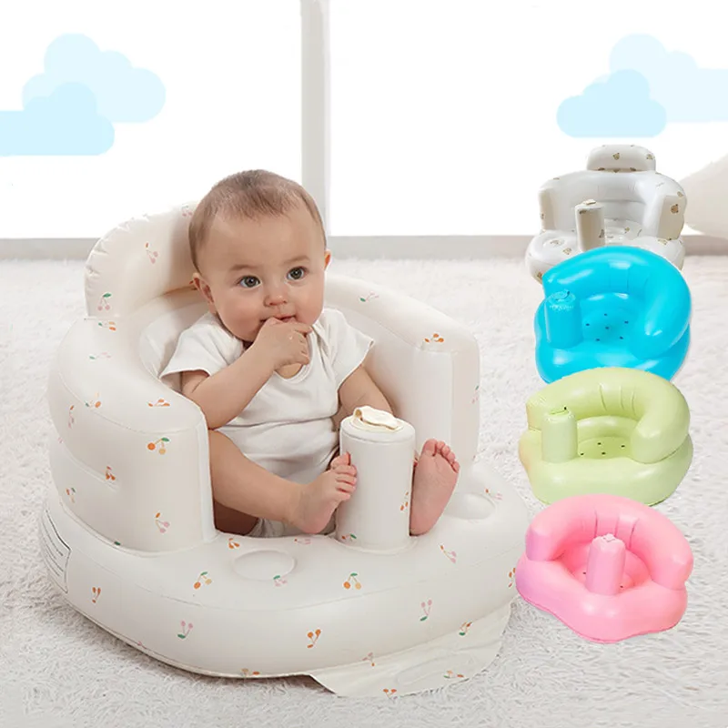 Shyllin Seggiolino portatile gonfiabile per bambini per Neonati con Pompa da 3 a 36 Mesi,Inflatable Baby Seat con Supporto Lombare e Cervicale,per Viaggi,Alimentazione,Campeggio (Cane