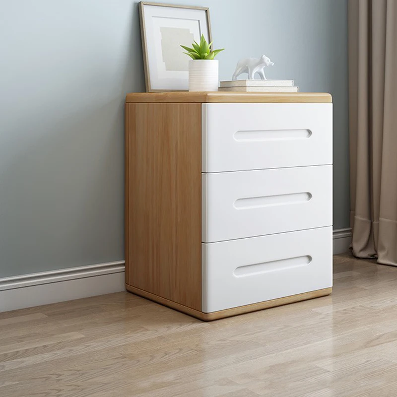 All solid wood bedside table simple modern small bedroom storage cabinet mini locker with lock chest cabinet Nordic complete